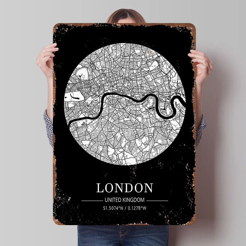Retro Gaming In London - Targa in Latta con Mappa di