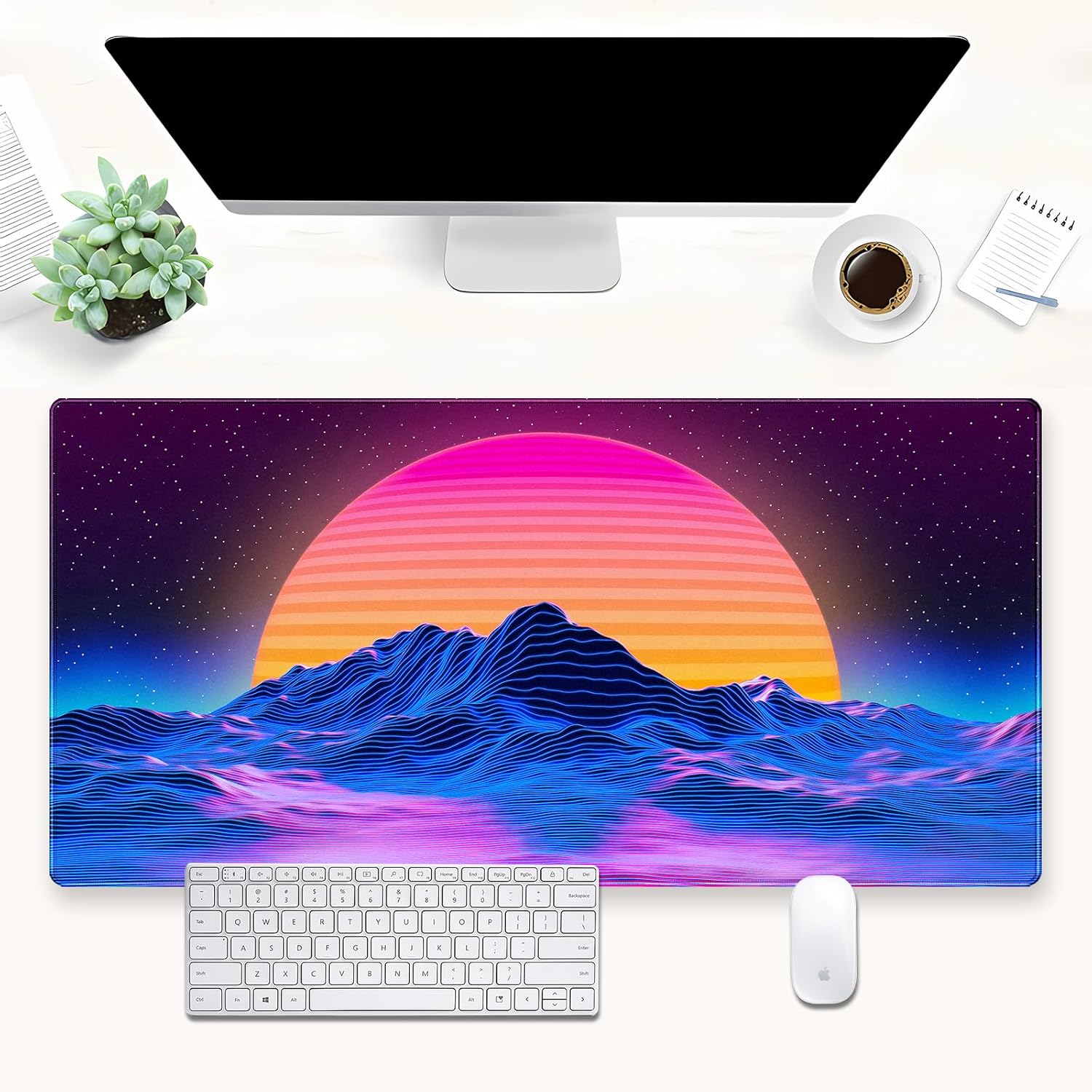 Mouse Gaming Retro - Tappetino da scrivania Retro Synthwave Mountain