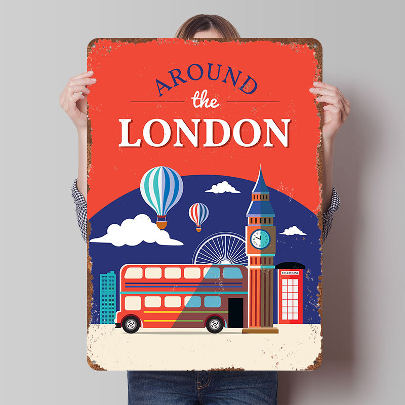 Retro Gaming In London - Poster Metallico 'Around the London Travel',