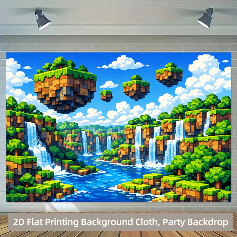 Retro Gaming Banner - Banner 2D Piatto con Cascata di